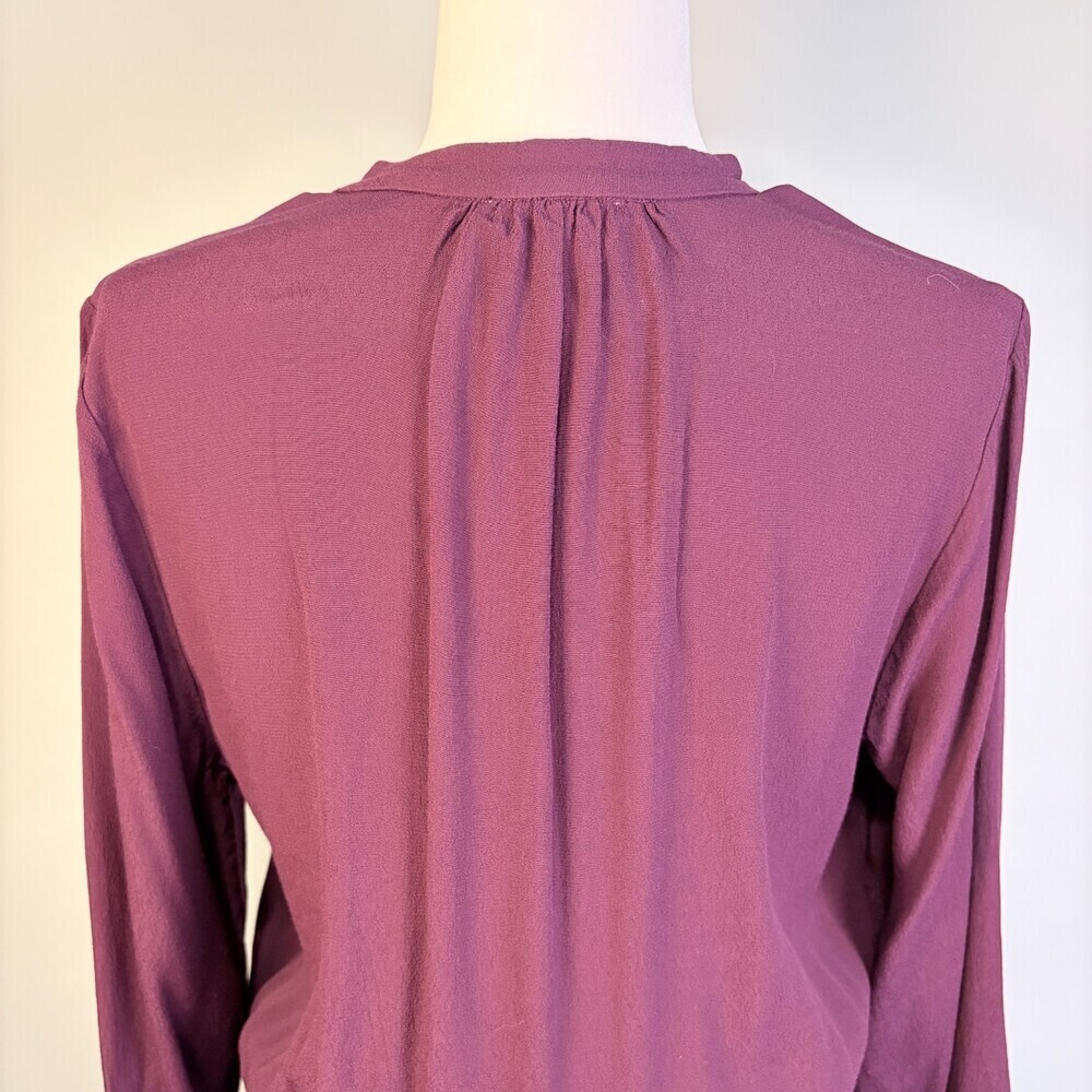 Babaton Shirt Dress Long Sleeve Tie Waist Corporate Girlie Burgundy Size Large - Picture 11 of 13